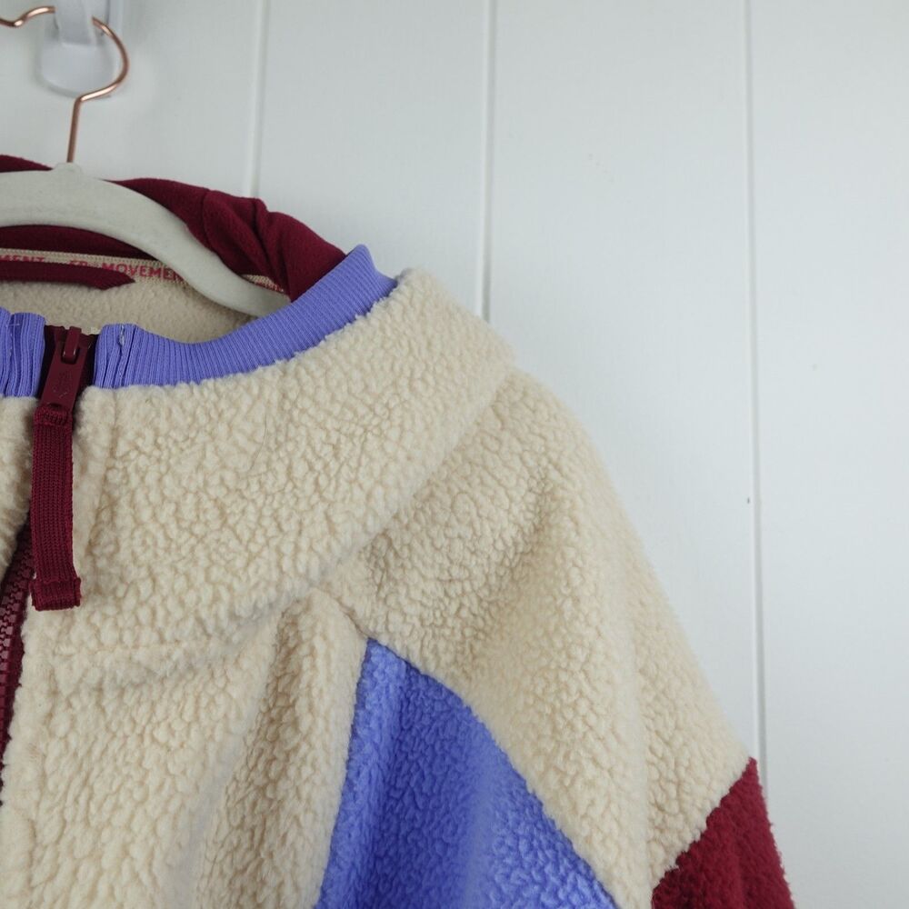 Free People Movement Women's Colorblock Hooded Sherpa Fleece Jacket Medium - Picture 4 of 9